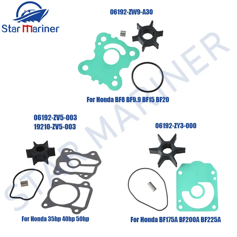 06192-ZW9-A30 Water Pump Impeller Service Kit For Honda 8-20HP 35-50HP 175-225HP 06192-ZV5-003 19210-ZV5-003 06192-ZY3-000