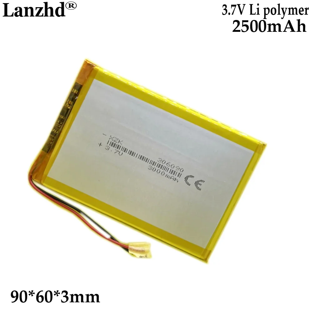 1-12 pces 3.7v li bateria de polímero de lítio para tablet computador banco de potência 3.7v célula de bateria 306090   2500mAh