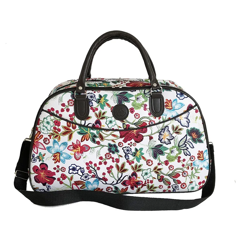 2023 Outdoor Lederen Vrouwen Reistassen Handtassen Nieuwe Mode Draagbare Handfitness Bloemen Duffel Waterdicht Weekend Voor L