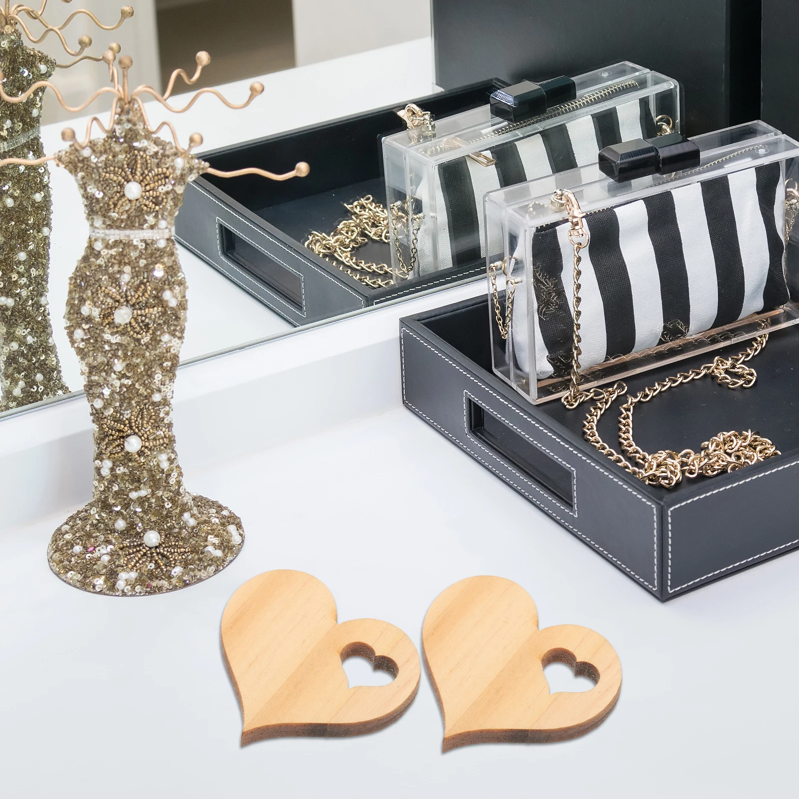 

50Pcs Wooden Heart Slices Smooth Craft Pieces for DIY Cards Gift Box Packing Festival Wedding Decorations Kids Handicraft