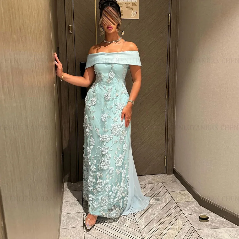 

MOLISA Customized High Quality Sleeveless Off Shoulder Ankle Length Sweep Train Prom Backless Appliques Vestidos De Gala 2025