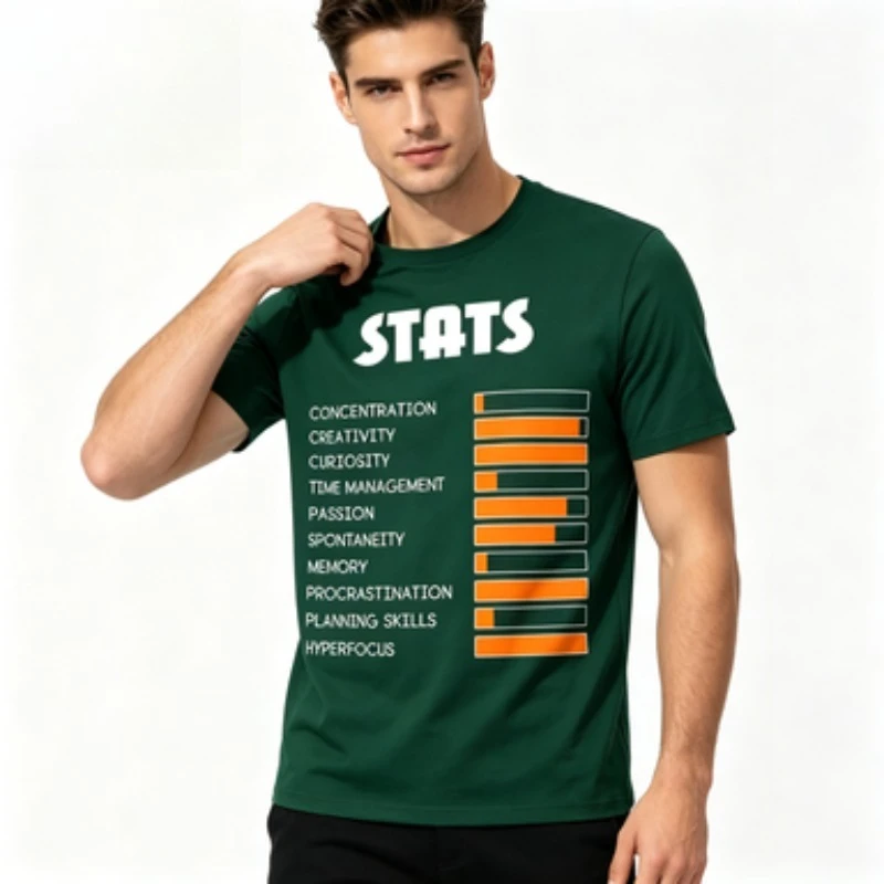 Fun Stats Trait Chart Tee For Men 100% Soft Cotton Short Sleeve Personality Attribute Graphic Shirts