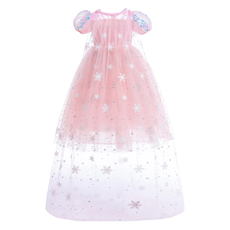 Robe de princesse cosplay Elsa pour filles, costume de reine des neiges, tenues pour enfants, bleu, rose, Halloween, anniversaire, Noël, fête de carnaval, été