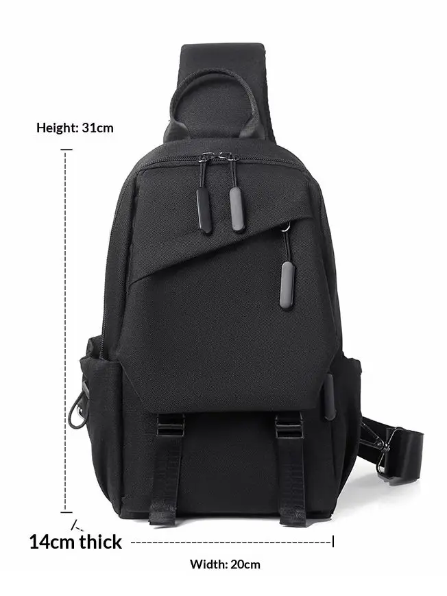 حقيبة صدر متعددة الوظائف ذات سعة كبيرة، حقيبة كتف رياضية وترفيهية للرجال، حقيبة كروس مضادة للرذاذ ومقاومة للاهتراء