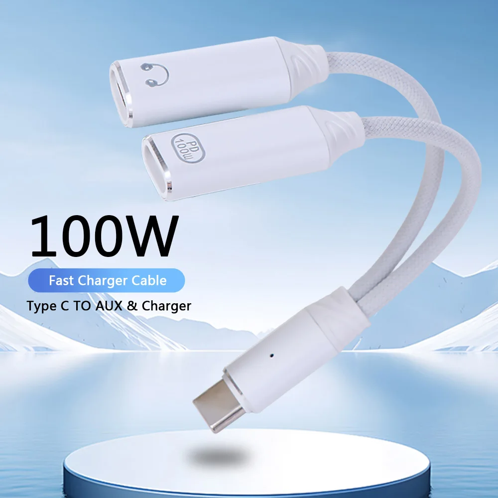 

2 in 1 Design 2-in-1 USB C OTG Adapter PD 100W USB Female Port Type C Splitter Audio Cable USB C Female Port Fast Charging