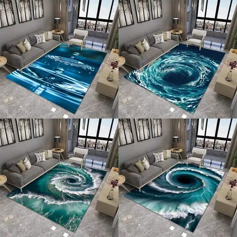 Creative Water Vortex Printing Carpet Living Room Home Bedroom Sofa Area Decoration Soft Non Slip Washable Floor Mat Beautiful