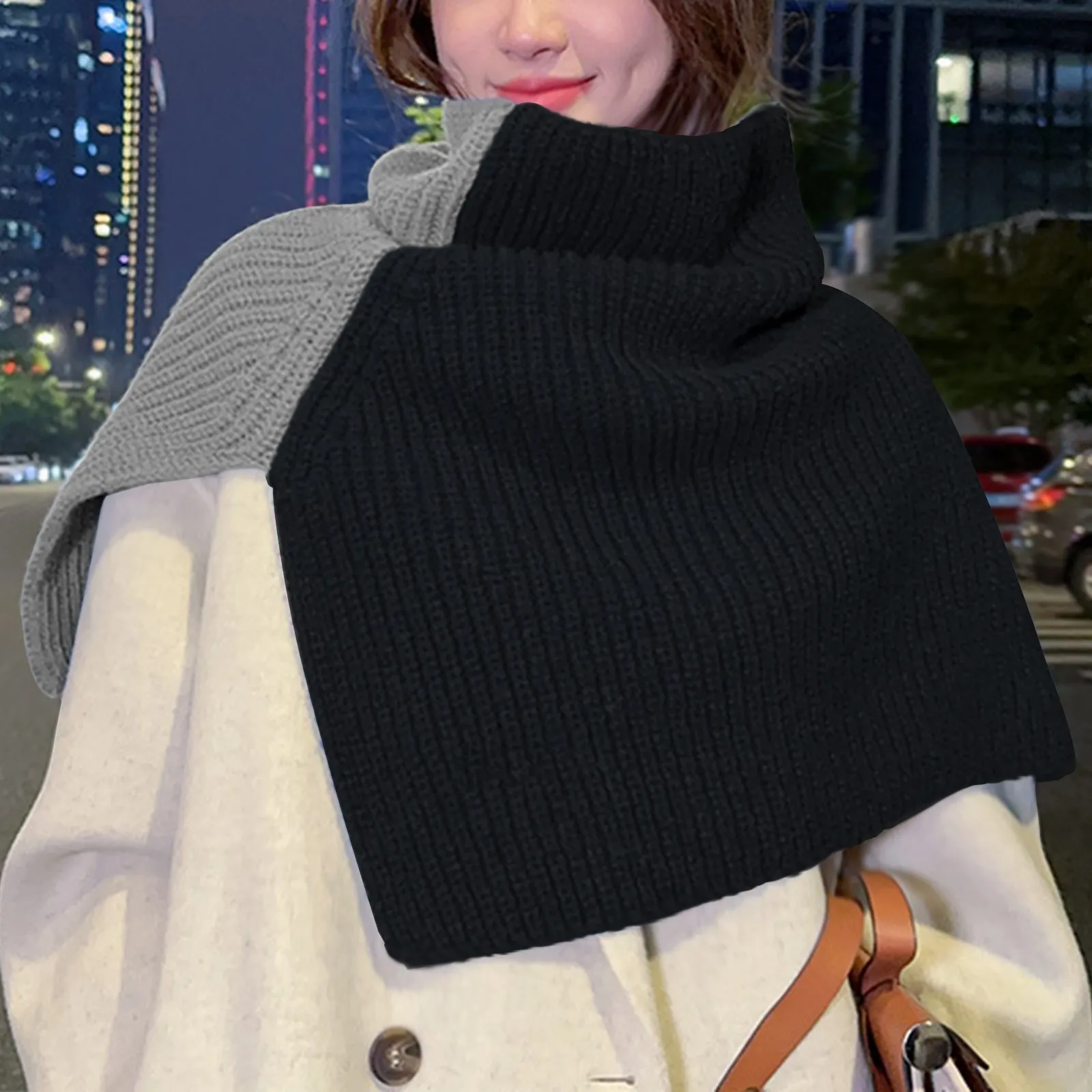 Ski for Women Men S Scarf Yarn Women's Solid Color Slit High Collar Shawl Knitted Scarf Warm Small Silk Scarf for Women Hair