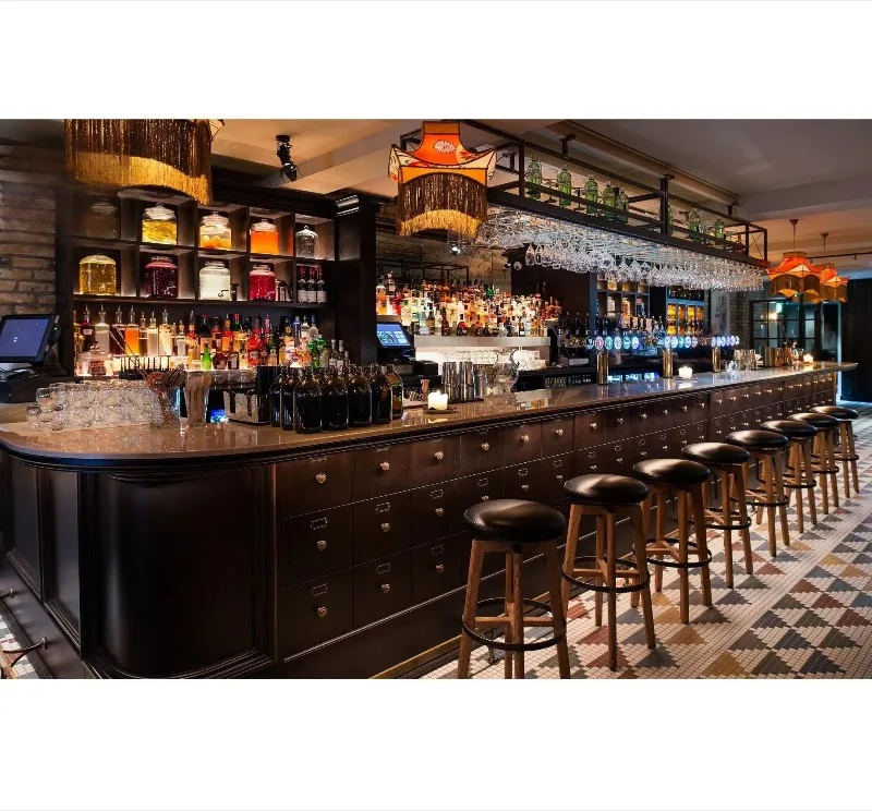 FOODLINE Integrated Bar Counter With Storage Cabinet Bar Counter For Cafe Pub Home Entertainment Bar Area
