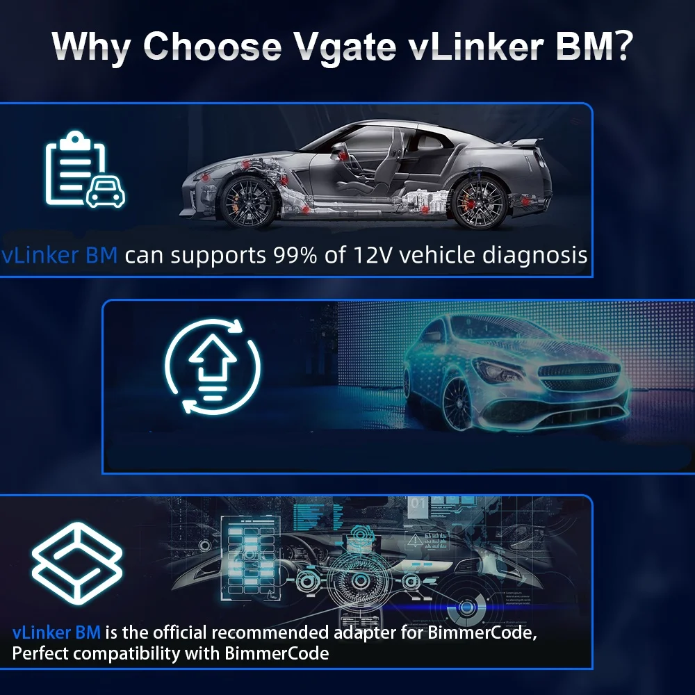 Vgate VLinker BM+ OBD2 Bluetooth 4.0 Diagnostic Tool for BimmerCode & BimmerLink ELM327 Auto Car Code Reader Scanner gallery 5