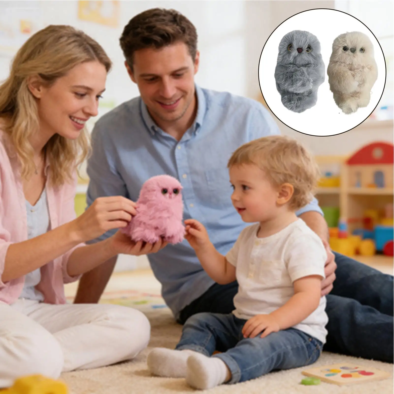 Electric Plush Toy Repeats Speech Singing Rotatable Head Interactive Fluffy Bag Pendant Home Decor For Adults