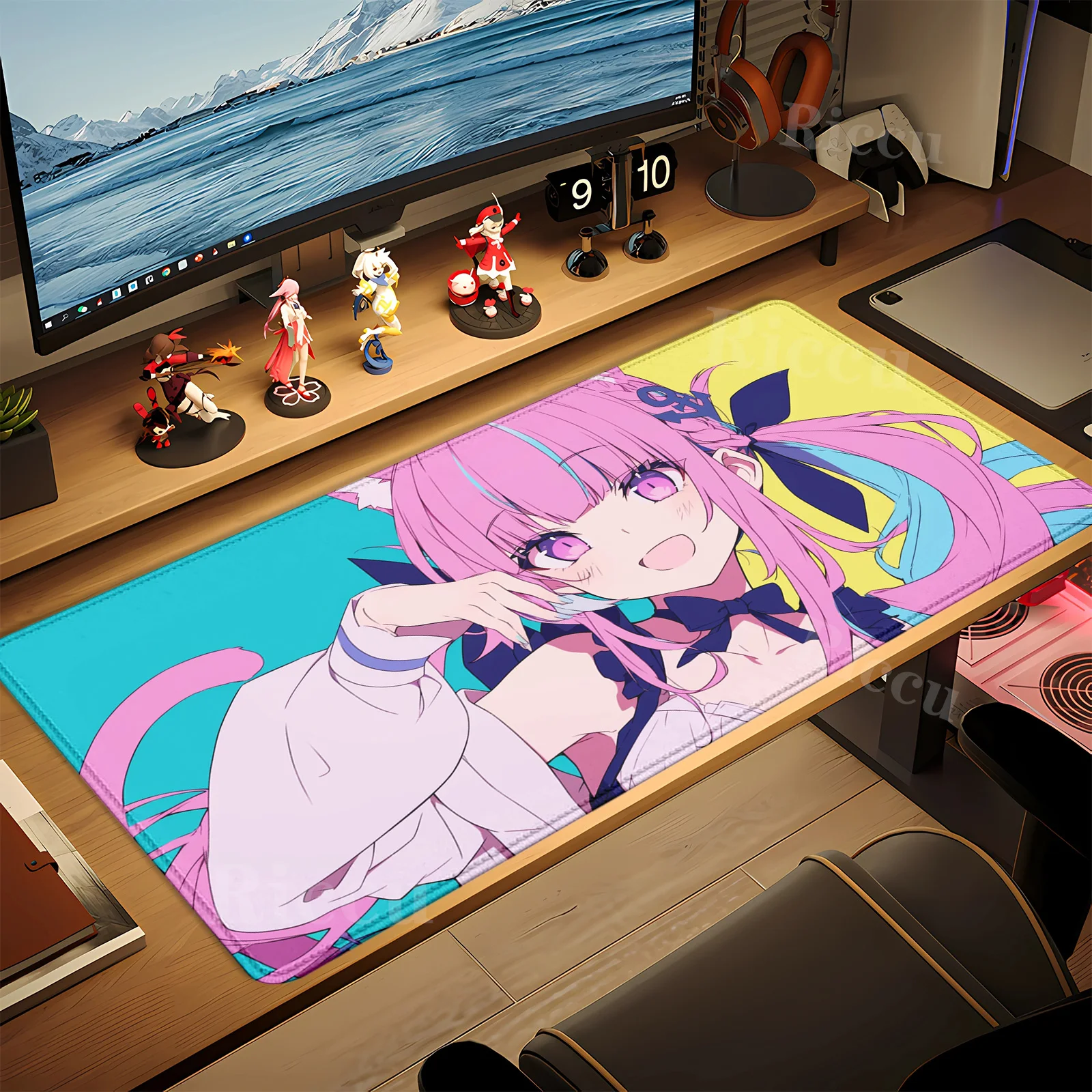 

cute Minato Aqua Hololive Anime Sexy girl Mousepad Edge Locking Keyboard Desk Mat Carpet Laptop Mouse Pad Kawaii Girl Table Mat