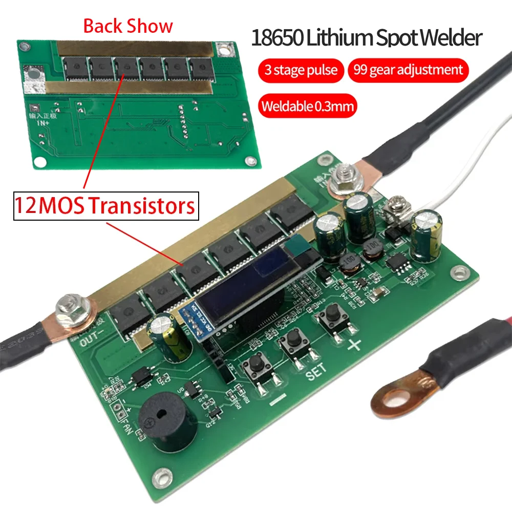 

99 Gears Spot Welder 5V 12V 18650 Lithium Battery Spot Welding Machine 12MOS Transistors Welding Control Board 3600A MAX Current