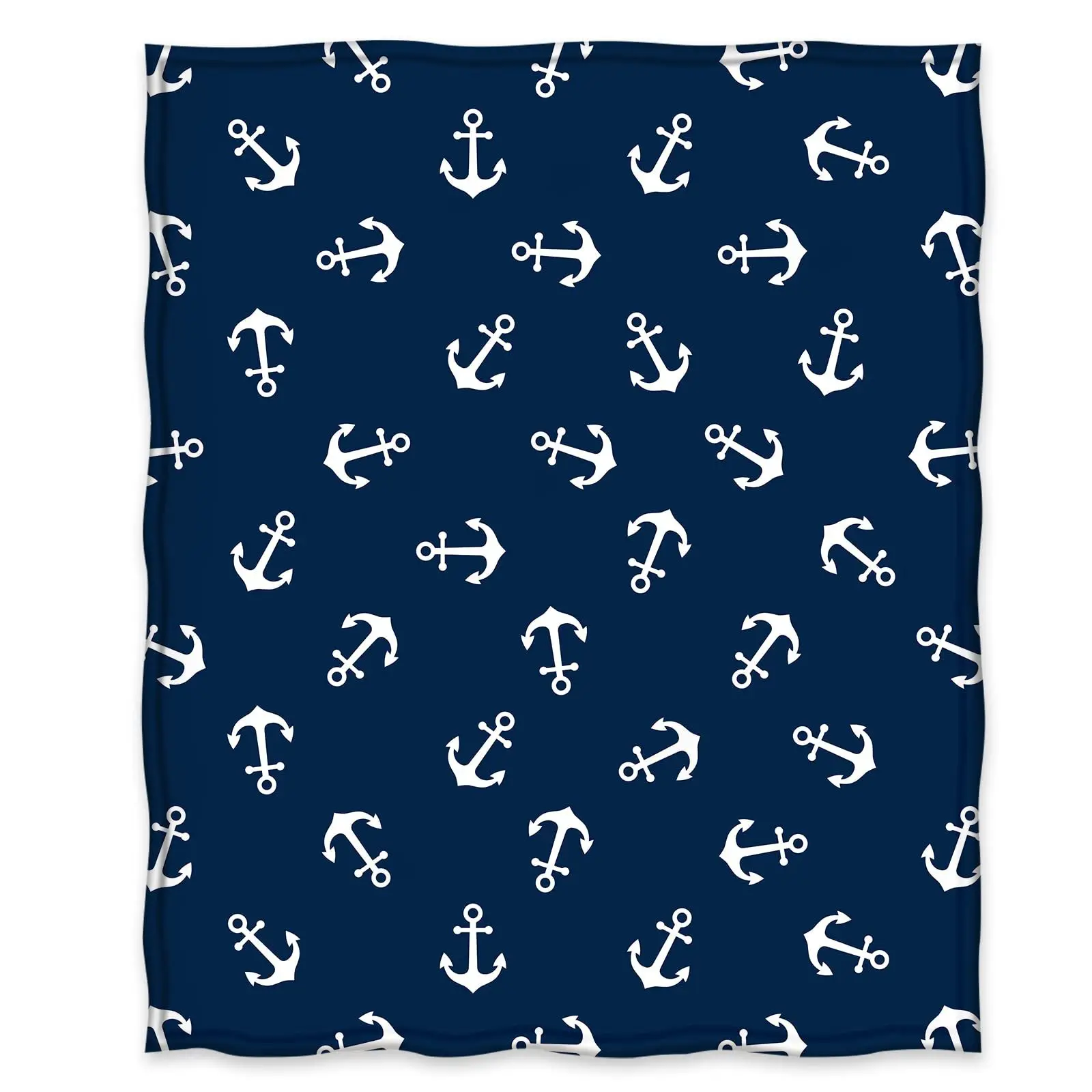 Marine Anchor Series Printed Blanket for Sofa Bed Travel Camping Living Room Office Conditioning Blanket for All Seasons Gifts