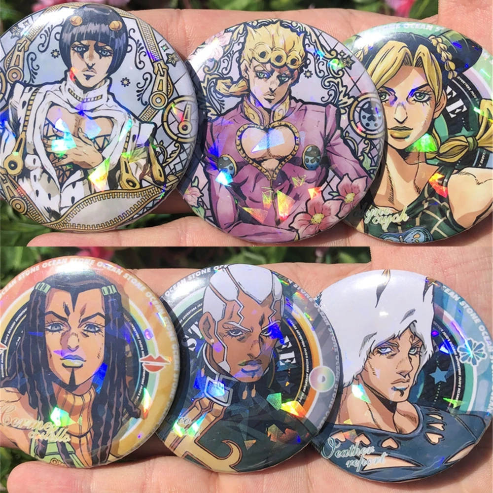 

JoJo's Bizarre Adventure Jolyne Cujoh Kujō Jōtarō Cosplay Costume SPTE Tin Plate Accessories Brooch Backpack Pin Badge Prop