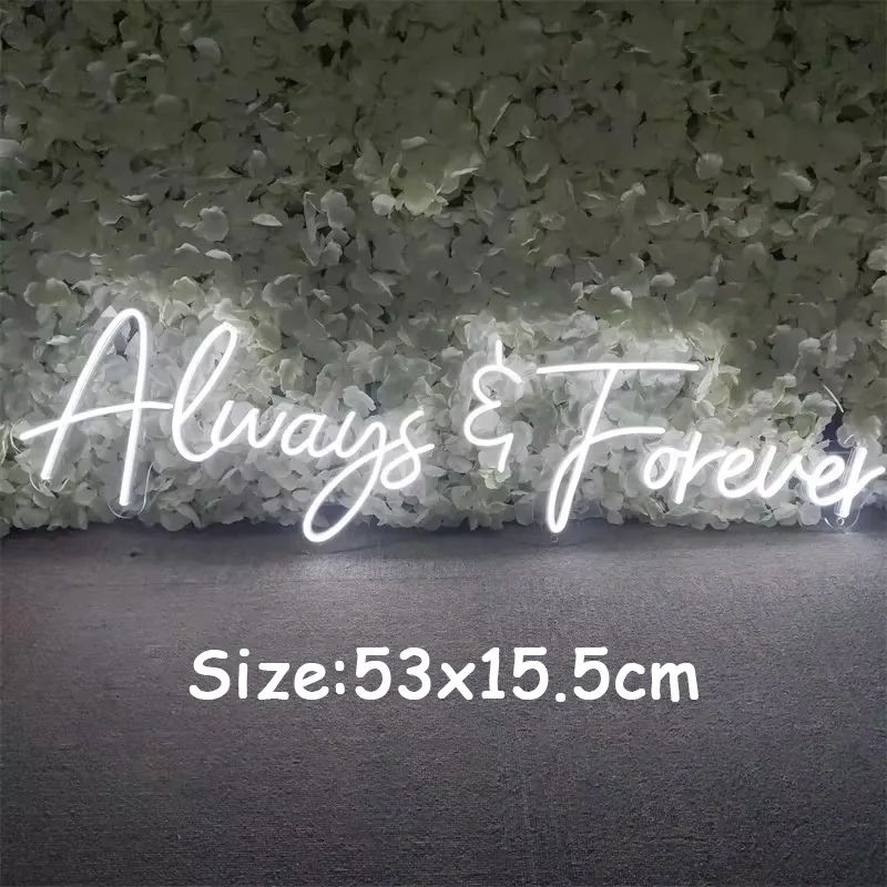 علامات نيون دائمًا إلى الأبد لديكور الحائط، أضواء LED رومانسية لتزيين الغرفة للمنزل وحفلات الزواج ومستلزمات الزفاف