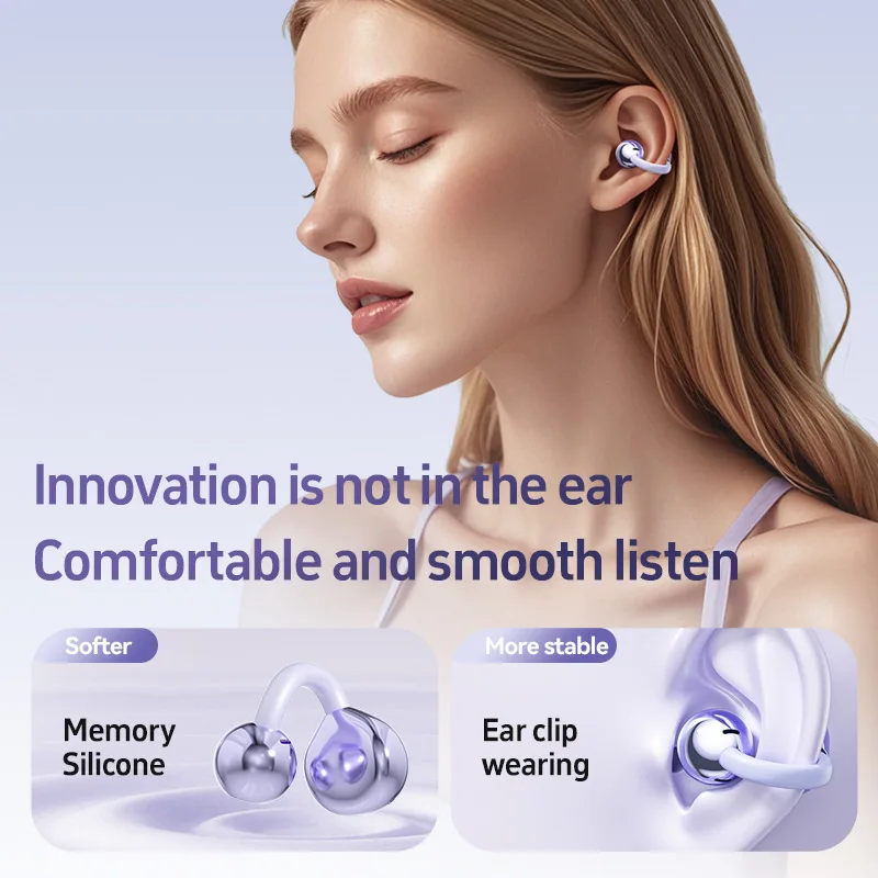 LGOODVIN M108 Bone Conduction Ear Clip Wireless Bluetooth Earbuds Long Battery Life Noise Cancelling True Wireless
