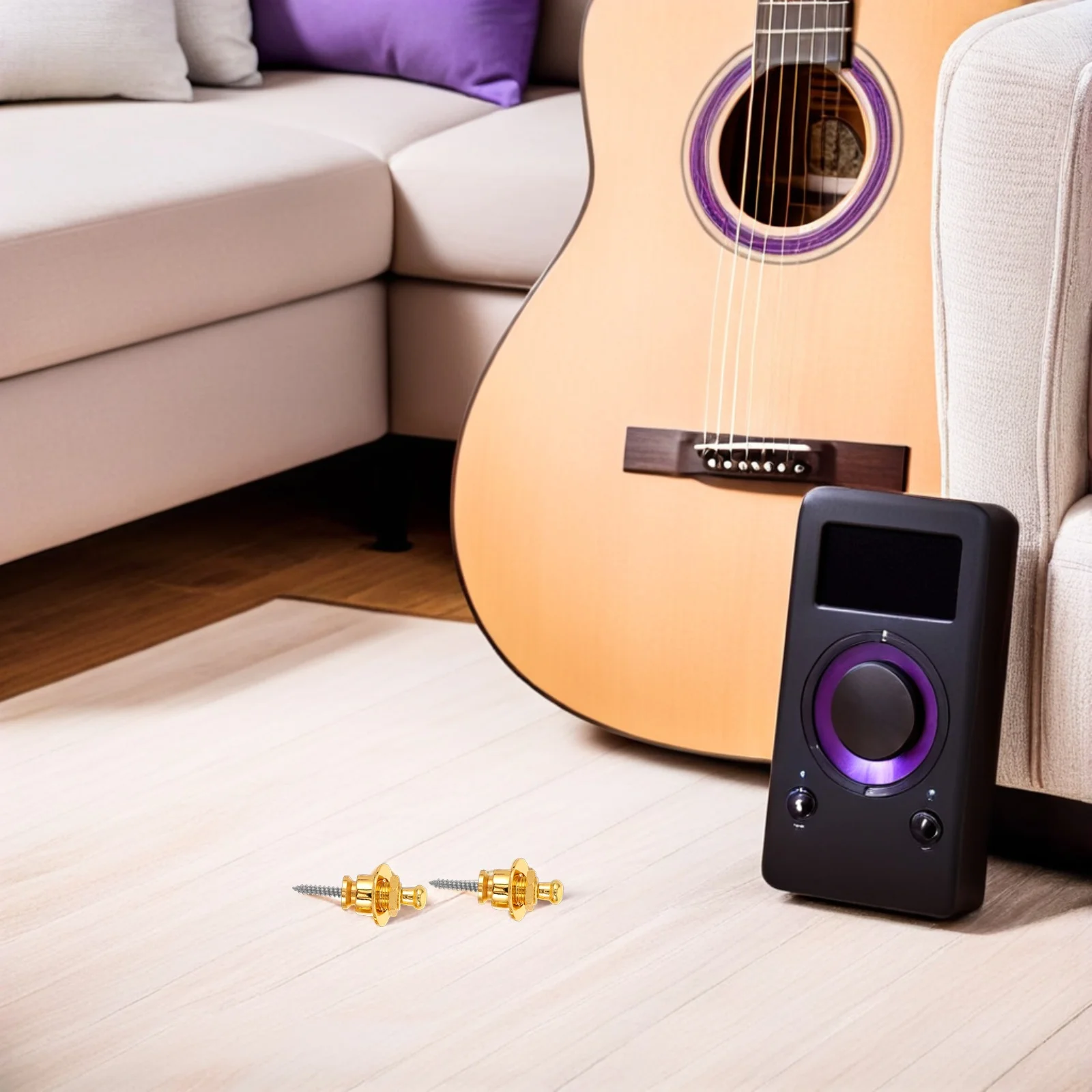 

4pcs Gold Locks Anti-Slip Metal Strap Lock Buttons Electric Guitar Parts Hardware For Bass Ukulele Acoustic Instruments Durable