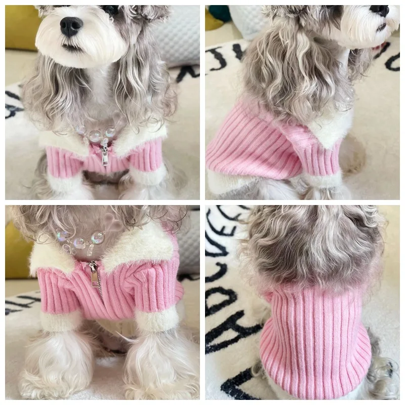 Fashion Pet Warm Sweater Dog Lady Style Sweater Cardigan Coat Knits Clothes For Small Medium Dog Schnauzer Yorkie Sweater XS-2XL