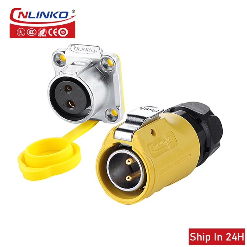 Cnlinko LP20 M20 Power Connector 2/3/4 Pin 20A 500V Panel Mount IP68 Waterproof Male Plug And Female Socket for Welding Cable