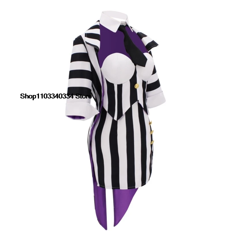 

Beetle Michael Keaton Cosplay Costume Dress Black and White Striped Uniform Women Wedding Outfit Halloween Carnival Suit