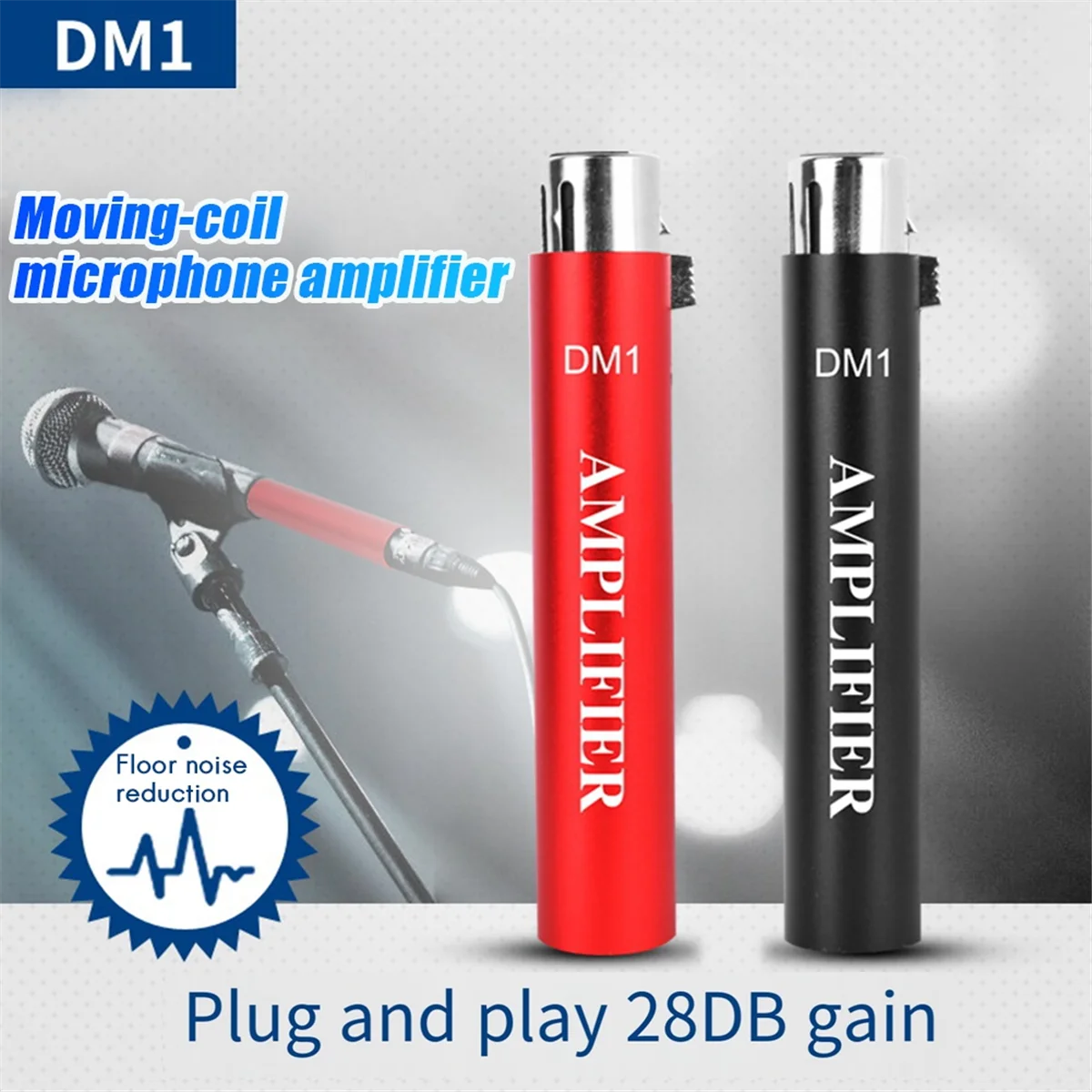 信頼性の高い交換用 DM1 ダイナミック有線マイクアンプ 28Db ゲイナーマイクプリアンプ、ライブストリーム SM7B マイク用、レッド-ABDQ