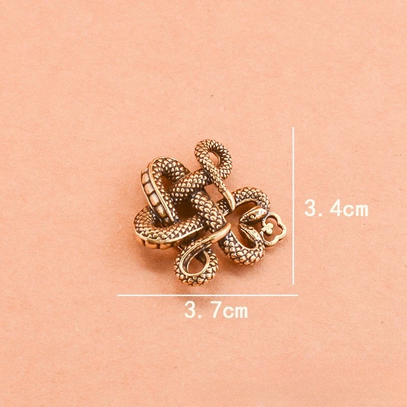 Brass Ring Snake Ornament Keychain Pendant Chinese Zodiac Snake Accessory Home Decor DIY Animal Landscape Decoration Unique Gift