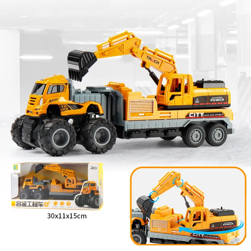 Boys Toy Car Alloy Engineering Truck Model Dumper Excavator Hoist Crane Toy Inertia Rescue Car Children Gift