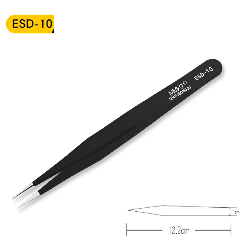 2PC Anti-Static Precision Tweezers Curved Straight Tip Electronic  Industrial Repair Tool Anti-deformation Forcep Eyelash