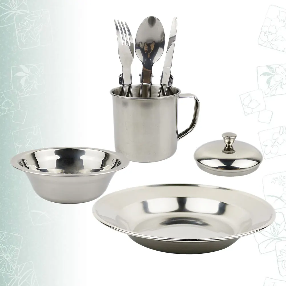 

Stainless Steel Set Durable Lightweight Portable Camping Cookware Kit for Camping Picnic Hiking Outdoor Activities
