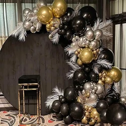 Black Gold Silver Chrome Balloons Garland Gold Ballon Arch Kit 20th Birthday Bachelorette Graduation Retirement Party Decoration