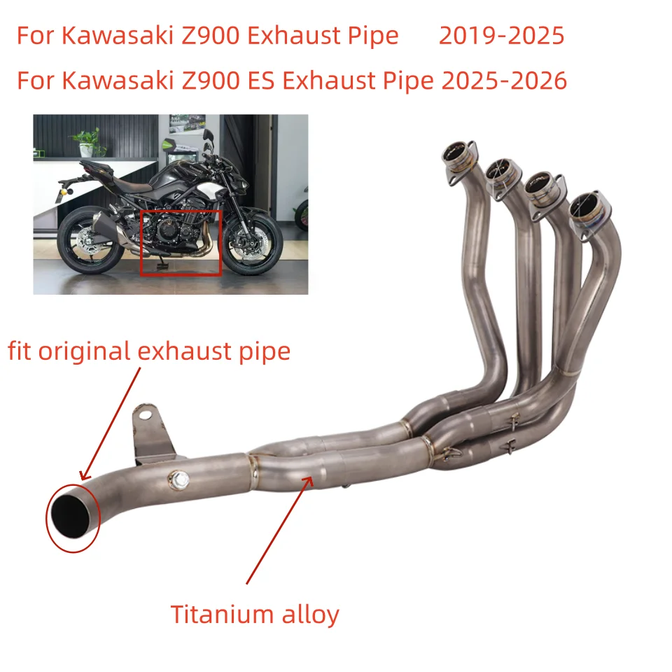 For Z900 Z900SE 2025 - 2026 System Motorcycle Dual Oxygen Port Exhaust Pipe Titanium alloy Front Section Connecting Original