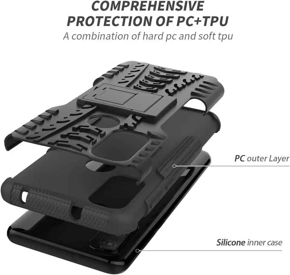 Moto G Pure Phone Case,Shockproof Hard Heavy Duty Stand Armour Case Cover for Moto G Power 2022,G Play With Screen Protector