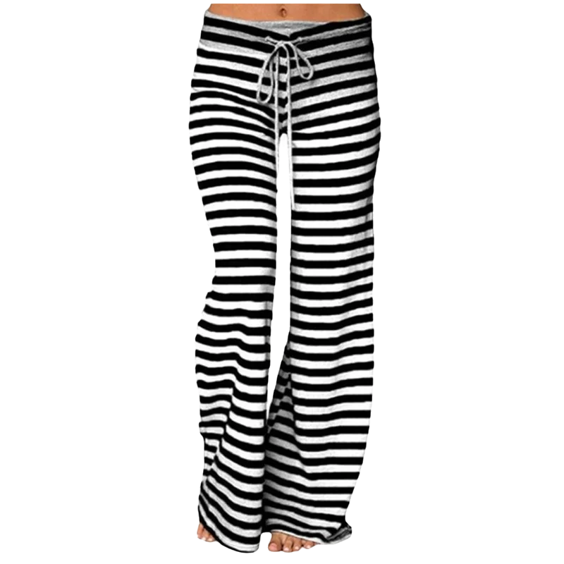 Pajamas Women Pants Drawstring Long Home Sleep Bottom Pant Soft Casual Stripe Big Size