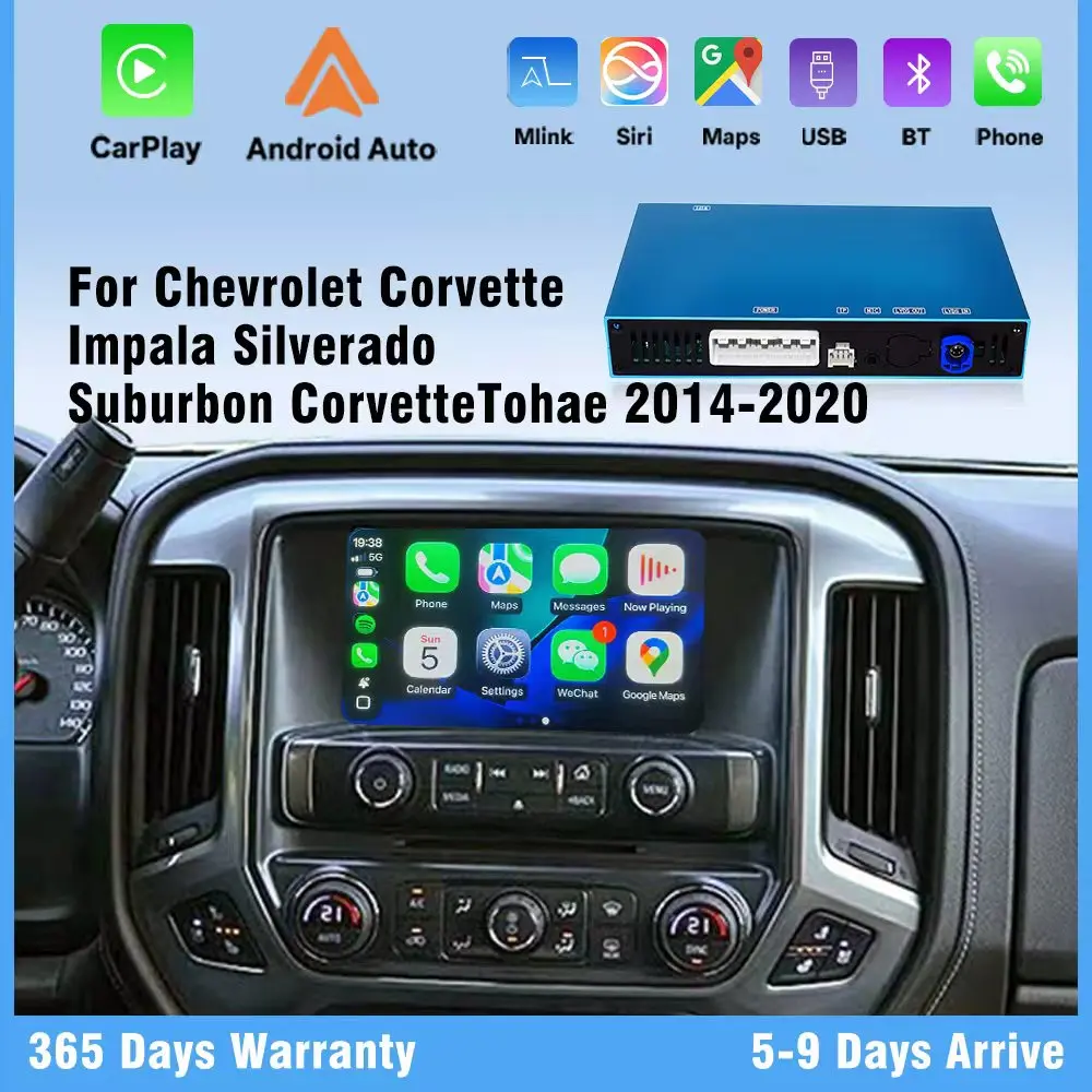Wireless CarPlay for Chevrolet Corvette lmpala Silverado Suburbon Tohae2014-2019 Android Auto Airplay Navi Mirrorring Car play
