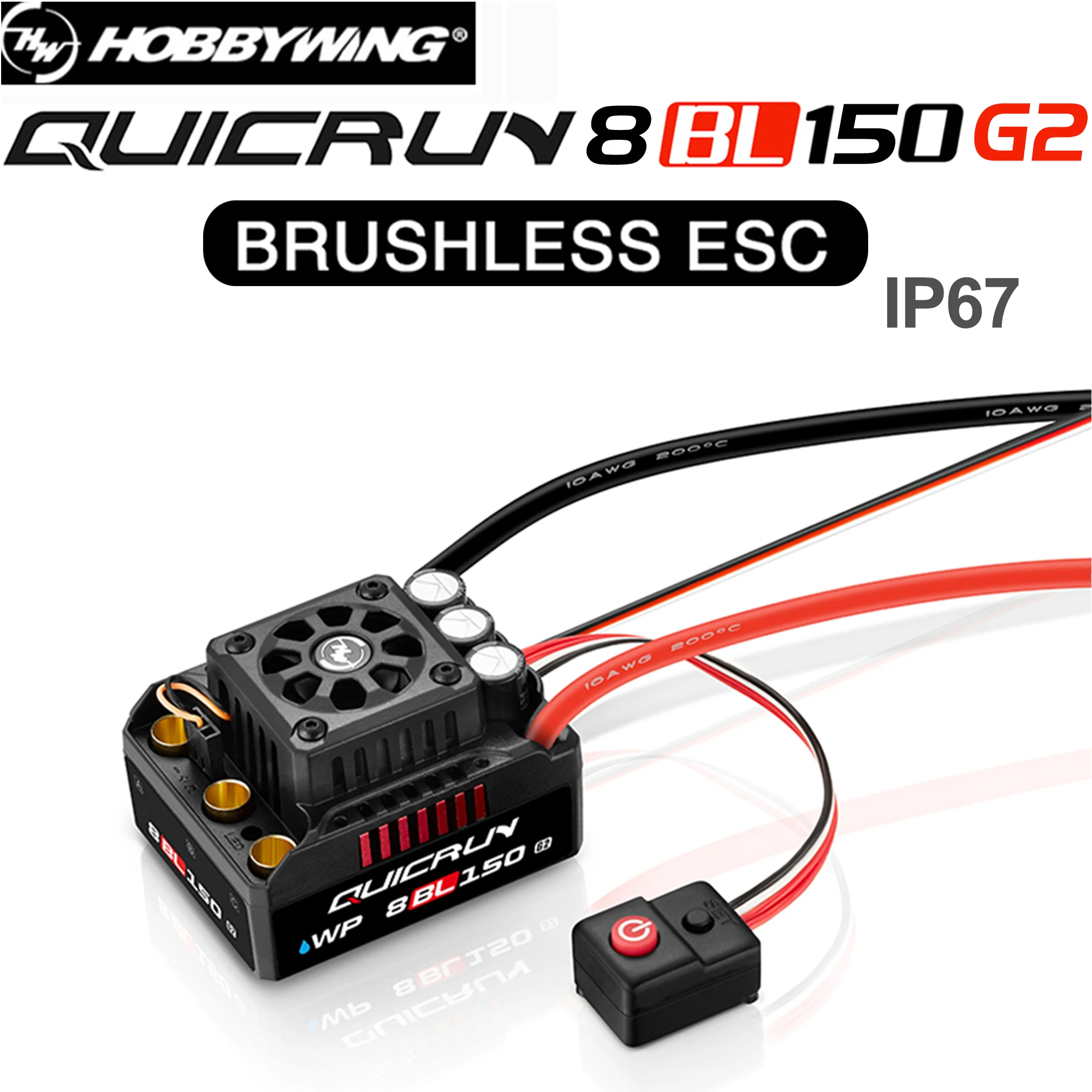 HOBBYWING QuicRun 방수 속도 컨트롤러 센서리스 브러시리스 ESC, 1/8 RC 자동차 트럭 몬스터 크롤러용, WP 8BL150 G2 3-6S