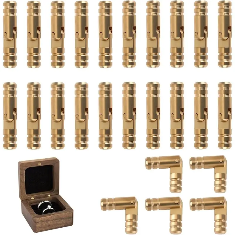 ABRB-Para artesanato DIY, dobradiças de cilindro de latão (25 peças), dobrável de 270 graus, adequado para caixas de joias de madeira, 0,16X0,79 pol.