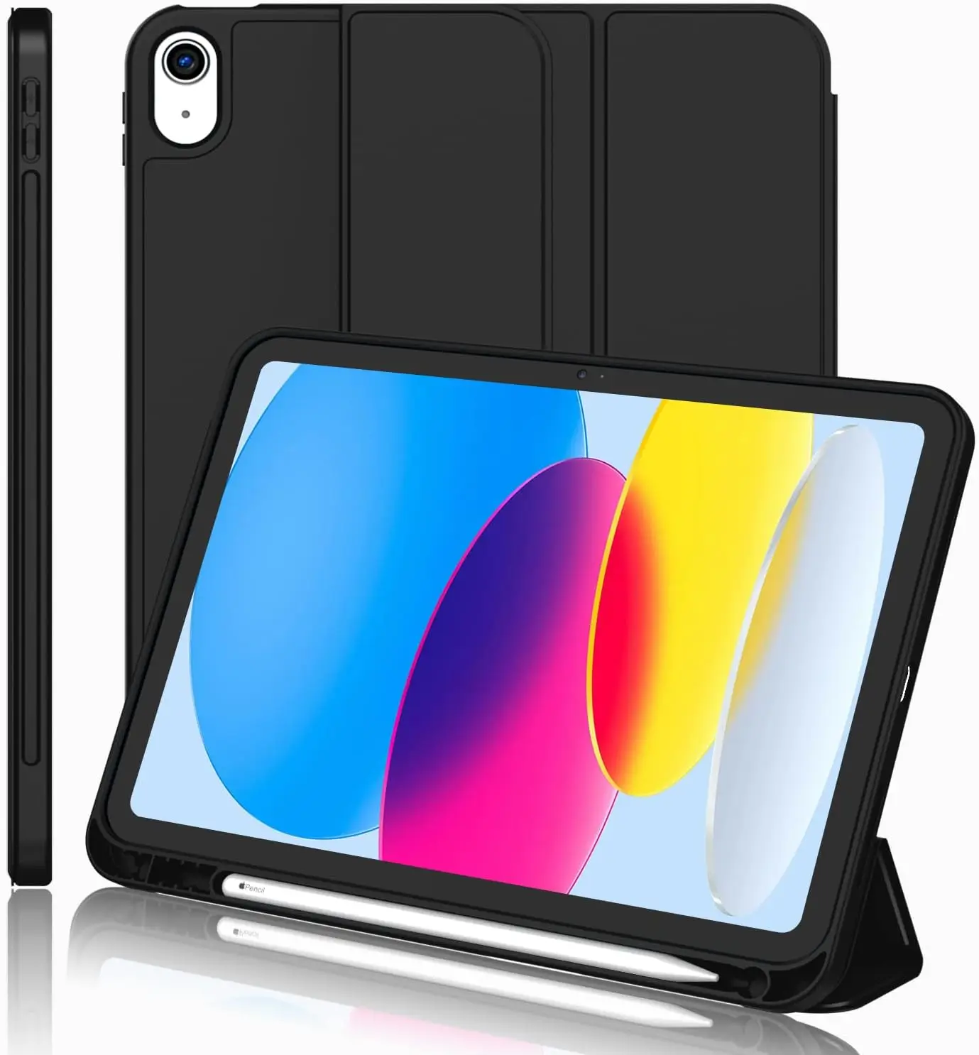 Чехол для iPad (A1616) Чехол для iPad 10-го поколения [11 дюймов, 2025/10,9 дюймов 2022] с подставкой для карандашей, смарт-чехол с тройной складной подставкой