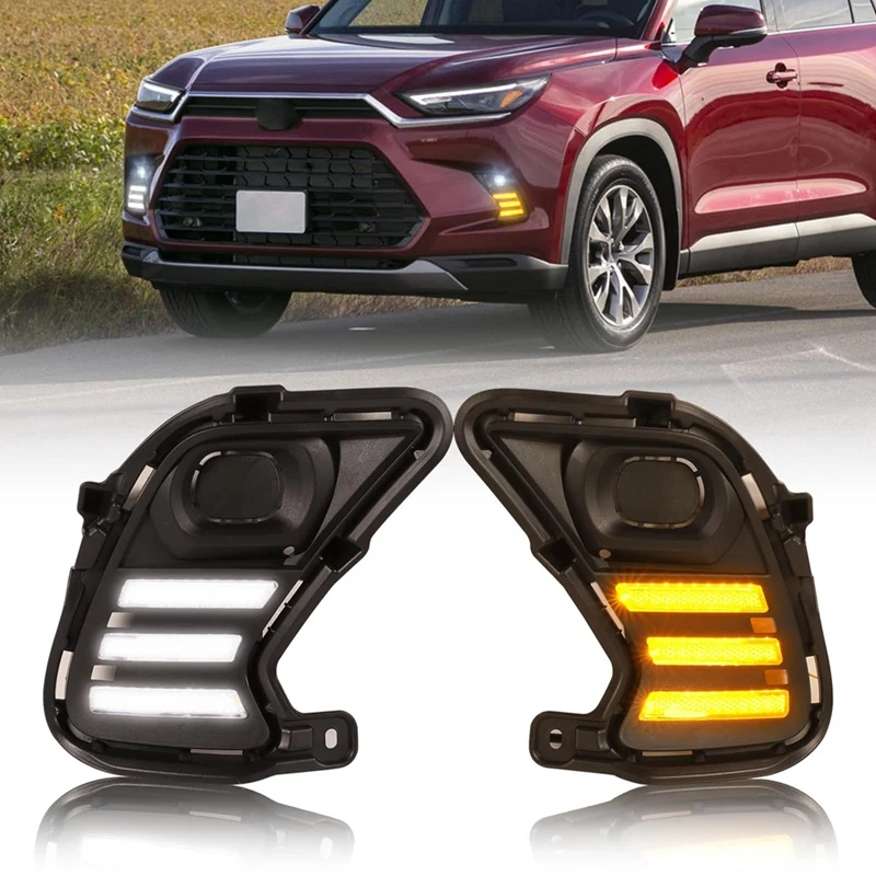 Clignotant LED de voiture antibrouillard DRL, feux de jour pour Toyota Grand Highlander LE XLE SE 2024 2025, accessoires