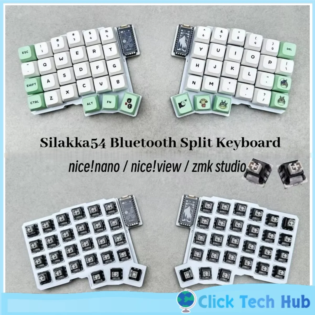 

Silakka54 Wireless Bluetooth Split Mechanical Keyboard Split Customization Zmk Hot-Swappable Left Right Game Keyboard Kit
