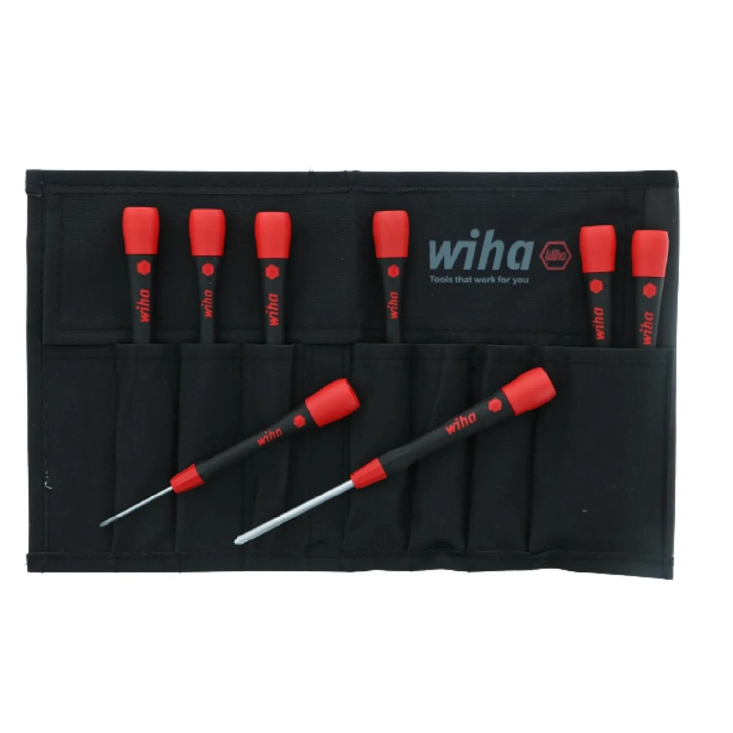 

Slotted & Phillips Screwdriver Set 8 Piece, Precision PicoFinish Handles, Canvas Pouch, Chrome Finish for Electronics Repair