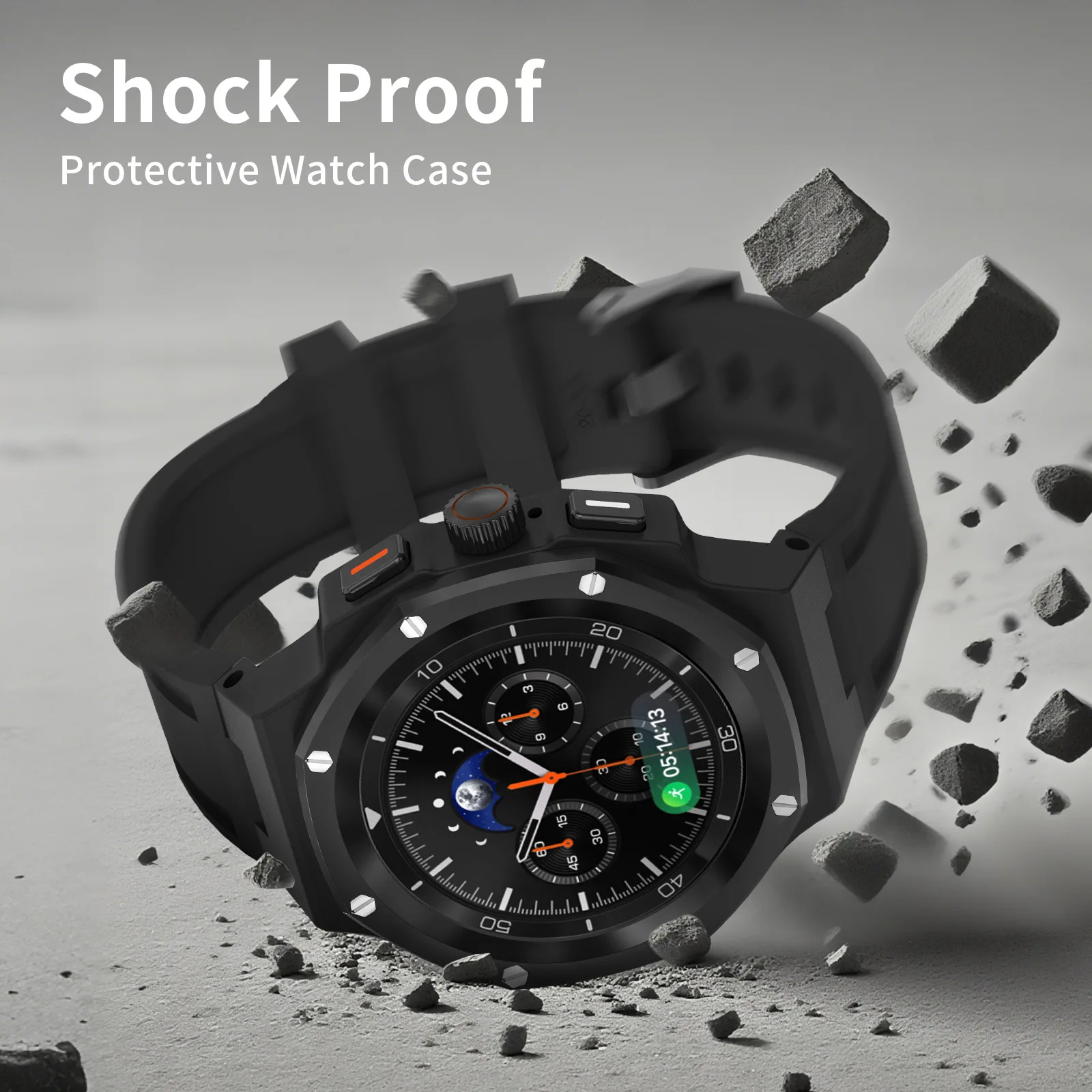 مجموعة تعديل فاخرة لساعة سامسونج 8 40 مللي متر 44 مللي متر حافظة معدنية شريط مطاطي لساعة 8 كلاسيكية 46 مللي متر طقم تجديد الملحقات