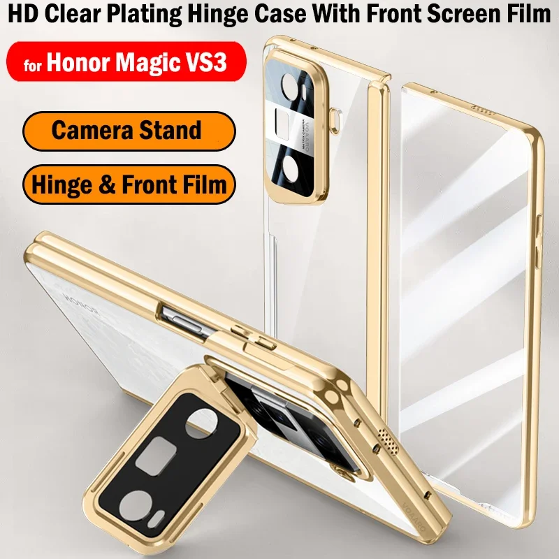 

Camera Stand Funda for Honor Magic VS3 Case for Honor Magic VS3 Hinge Protection Case Plating HD Clear Cover & front Screen Film