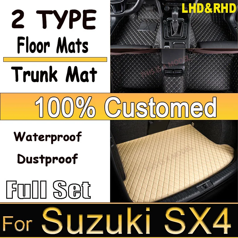 Car Floor Mats For Suzuki SX4 S Cross 2020~2022 AUTO DropShipping Center Interior Accessories Leather Carpets Rugs Foot Pads