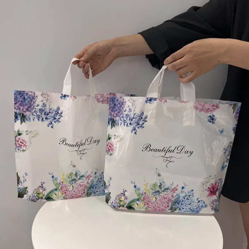 50Pcs/Lot Gift Packaging Bags With Handle Thank You Gift Bag For Wedding Birthday Party Shopping Bags Small Business Supplies