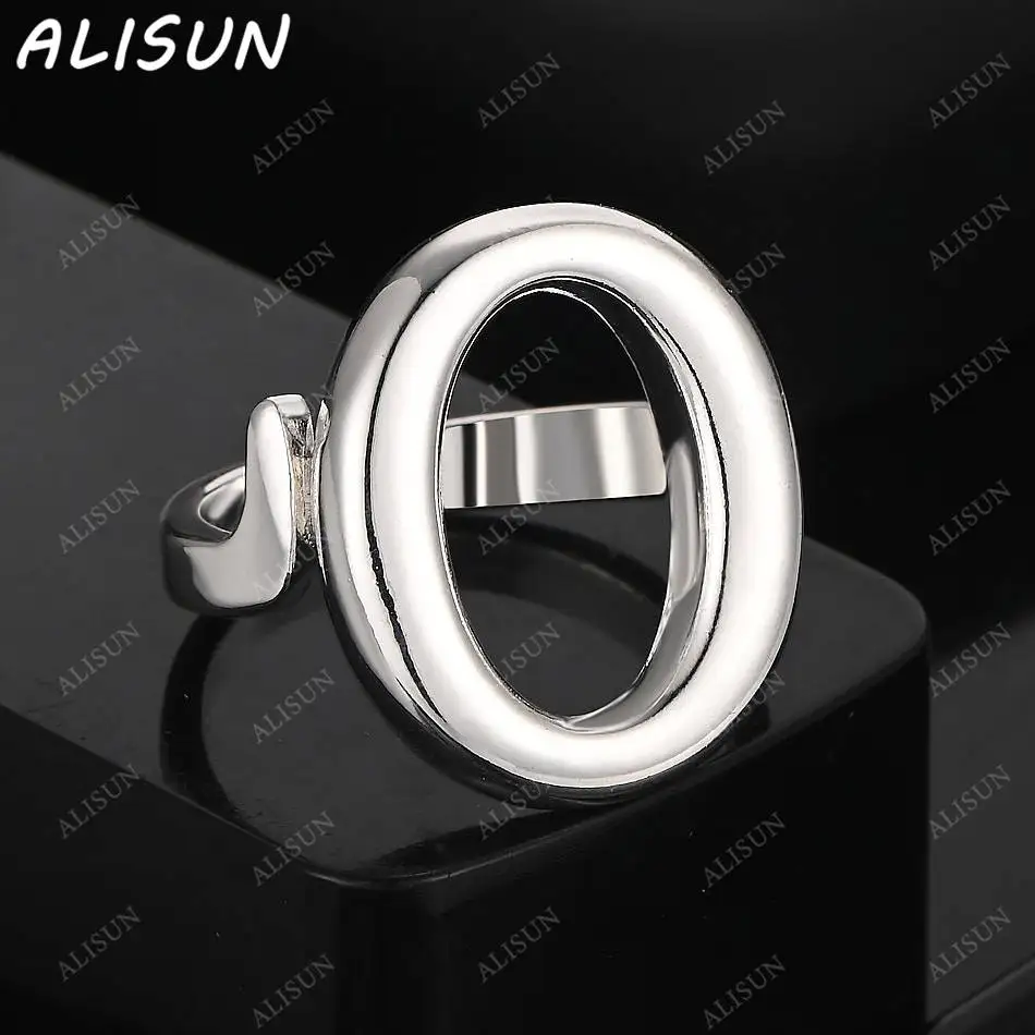 

ALISUN 925 Sterling Silver Oval Open Ring For Women Men Fashion Jewelry Charm Grace Wedding Engagement Accessories