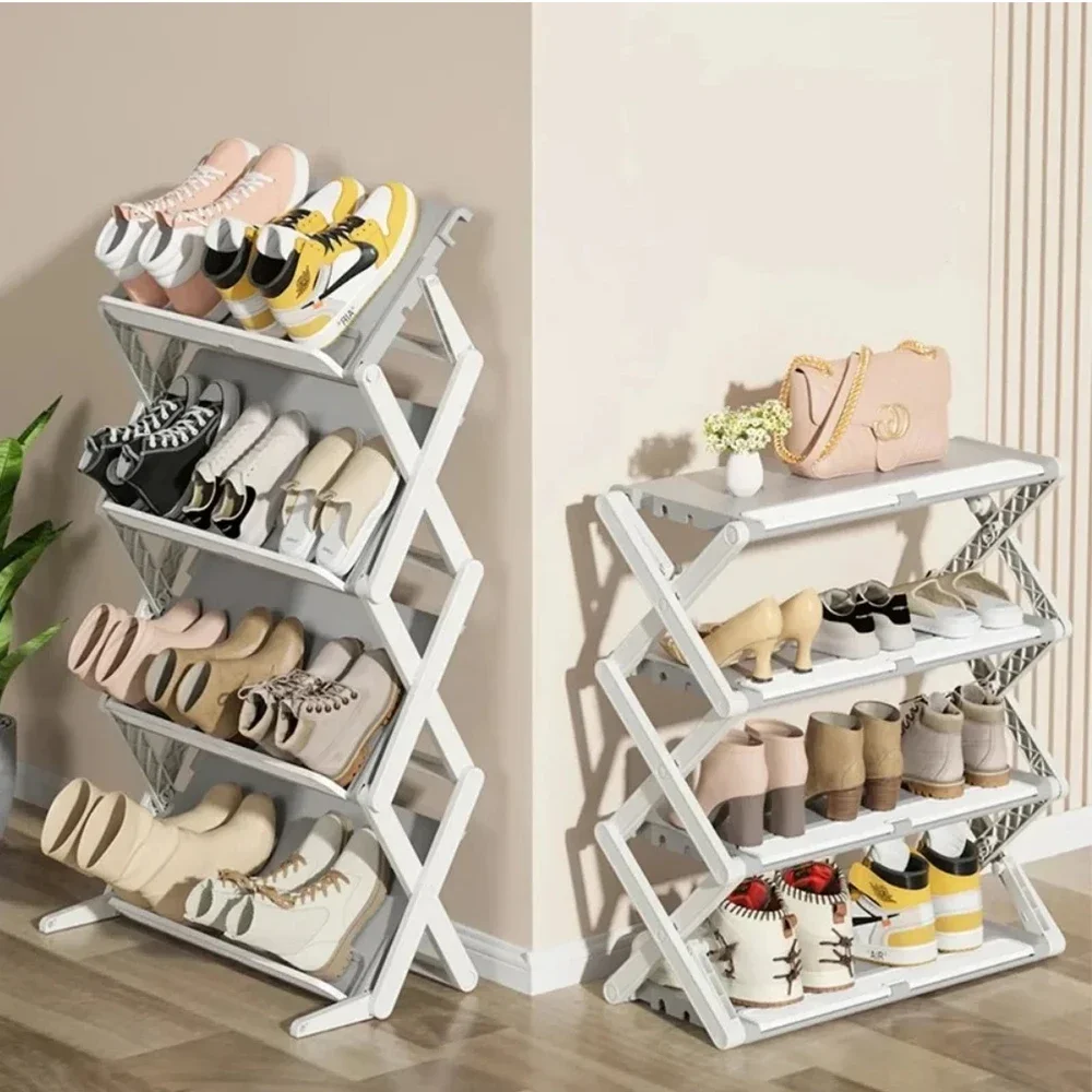 Simple Organizador De Zapatos Folding Shoe Rack Household Shoe Storage Rack Multi-layer Storagetwo Deformation Models Design