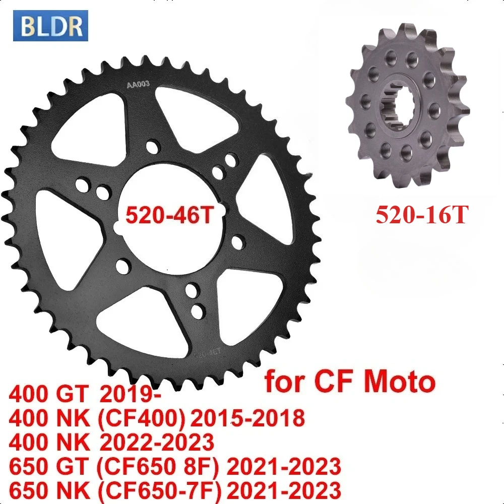 520-16T 520 46T Motorcycle Front Sprocket Gear Wheel for CF Moto 400 GT 400 NK CF400 650 GT CF650 650 NK