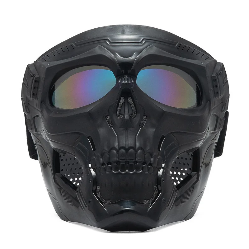 Skull Motorcycle Full Face Mask Windproof Protective Mask With Goggles Offroad Motorbike Cycling Airsoft Tactical Gear view 4