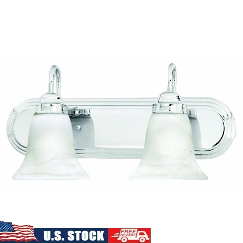 

Chrome Wall Lamp 2-Light Hardwired Fixture Durable Steel White Glass Traditional Design Living Room Bedroom Hallway