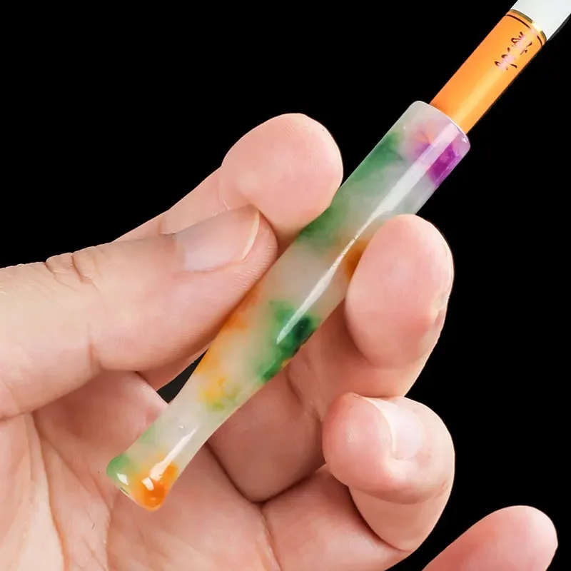 حامل سيجارة اليشم أعواد السجائر الملونة الطبيعية صحية عالية الجودة تقليل القطران قابلة لإعادة الاستخدام الرجال هدية أداة السجائر